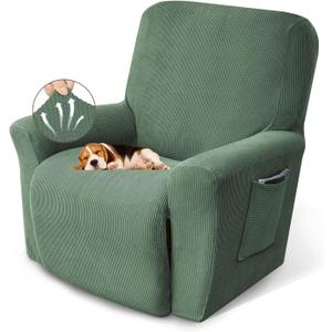 KEKUOU Recliner Chair Covers Lazy Boy Recliner Covers Stretch Couch Cover Slipcovers 1 Piece Furniture Protector with Elastic Bottom for Dog,Kids.(Recliner, Greyish Green)