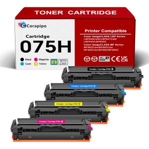 075/075H High Yield Toner Cartridge Set Replacement for Canon 075 / 075H /CRG-075 Toner Compatible with Canon ImageCLASS LBP640 LBP646Cdw LBP647Cdw MF660 MF665Cdw MF663Cdw MF662Cdw Printers