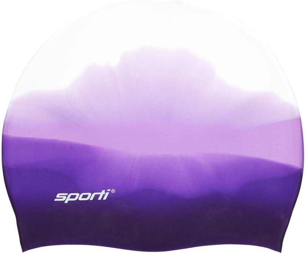 Sporti Silicone Swim Cap for Women & Men, Adult, Vibrant Lightweight Swimming, Non-Slip, Easy Wear, Removal, Protects Hair (Multi Purple)