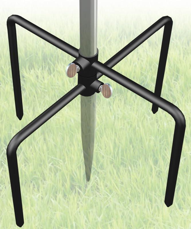 Garbuildman Pole Stabilizer Stand Applies to 0.62 Poles, Outdoor Bird Feeder Pole Base, In-Ground Anchor Support for Shepherds Hooks, Black, 1 Pack