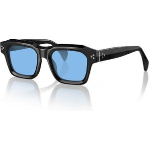 Mens Sculptural Flat-Top Acetate Sunglasses Bold Square Frame with Spring Hinges & UV400 Protection