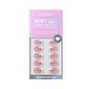 BTArtbox Press on Nails Short - White French Tip Press On Nails Square, Chrome Glazed Glue On Nails, Stick On Nails in 15 Sizes - 30 Soft Gel Fake Nail Kit, Be Elegant