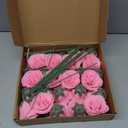 Fake Roses,30pcs Light Pink Roses Glitter Flowers Artificial Roses with Stems for Crafts Wedding Bouquet Party Home Decor(Light Pink)