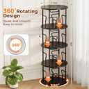4 Tier Rotating Bookshelf Tower, 360 Display Round Bookcase, Floor Standing Corner Revolving Bookshelf Organizer Storage Rack for Small Spaces, Home Study Office, Black