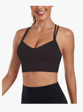 IBL Isoft Sports Bras for Women Molded Cup, Ribbed Strappy Criss Cross Back Light Support for Yoga Gym Workout, Size -Medium