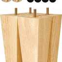 Albo Wood Furniture Legs 6 inch, Heavy Duty Sofa Legs, Pack of 4 Square Couch Legs Covered with Clear Varnish, Sofa Replacement Parts, for Dresser Legs, Sideboard, Recliner Couch, Circle Chair