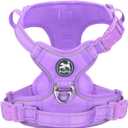 PoyPet No Pull Dog Harness, No Choke Reflective Dog Vest, Adjustable Pet Harnesses with Easy Control Padded Handle for Small Medium Large Dogs (Light Purple Matching Trim, XL)