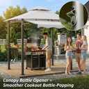 CHARMELEON 8x8 FT Grill Gazebo, Grill Canopy with Big Awning&2 Side Shelves&6 Hooks&Bottle Opener, Powder-Coated Steel BBQ Shelter for Patio Backyard Outdoor Grilling-Light Gray