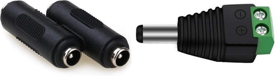5.5mm x 2.1mm DC Power Connector Adapter, 12V Female to Female DC Adapter for Backup Power, Security Camera System, LED Strip Lights, Male 12V 5.5mm x 2.1mm DC Power Jack Connector 24V Socket