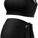 GINKANA Maternity Bikini Two Piece Tie Knot High Waisted Bikini Set Summer Maternity 2 Piece Swimsuit Racerback Bathing Suits Size M