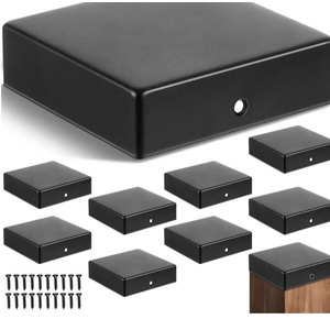 Pelopy 10 Pcs 4 x 4" Flat Pyramid Post Cap for True 3-1/2" x 3-1/2" Wood Posts Black Galvanized Powder Coated Steel Weatherproof Caps Cover for Decks, Porches, or Corridors Mailbox