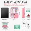 Stainless Steel Adult Lunch Box, 28.7oz 4-Compartment Cute Bento Box Kids Snack Containers with 5oz Soup/Condiment Cup, Food Storage Containers with Utensils and Small Cleaning Brush Set - Pink