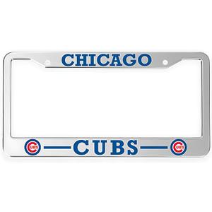 Peace&Love for Cubs License Plate Frames 2 Pack, Silver License Plate Holder Metal, Universal American Tag Frames for All Cars,Waterproof and Anti-Rust, Regular Size
