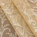 TUDECO Sheer Beige Curtains 72 Inch Length 2 Panels - French Country Vintage Lace Curtains with Flower Bird Pattern and Ruffle Edges, Rod Pocket Privacy Drapes for Dining Room Doorway, 59 x 72 Inch