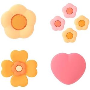 GeekShare Cross D-Pad Button Caps Thumb Grips Set,Silicone ABXY Key Buttons Sticker Compatible with Switch/OLED Joy Con (Pink & Yellow)