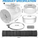 Dryer Vent Hose for Tight Space, 90 Degree Dryer Vent Elbow Connector Kit with 6-Layer Flexible Aluminum Duct, Space-Saving 4 Inch Dryer Hose Kit with Elastic Rubber Seal