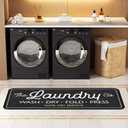 Laundry Room Long Rug Area Rug Non-Slip Floor Mat Waterproof Farmhouse Carpet for Kitchen 72" x 24"(Black-3)