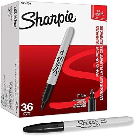 Sharpie Permanent Marker Fine Point,Fine Point Black Permanent Marker Quick Drying/Waterproof - 36 Count (1 Pack)