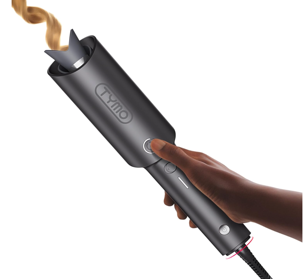 TYMO Hair Curler Automatic Rotating - CURLPRO, Beach Waves Curling Wand, Anti-Scald Curling Iron, Portable 500 Million Ionic, Dual Voltage & Lightweight for Travel, Ceramic Coating, Gray 1 inch