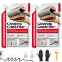 Concrete Crack Filler 2-Pack 2.2LB Grey, Self-Leveling High Elasticity Cement Sealant, Waterproof Repair Caulk for Driveway, Patio, Sidewalk, Garage, Basement Professional-Grade Durability