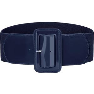 VONMELLI Stretchy Wide Women Belts Elastic Vintage Belts for Women Fashion Ladies Waist Belt for Dress (Fit waist size 38"-42", Navy Blue)