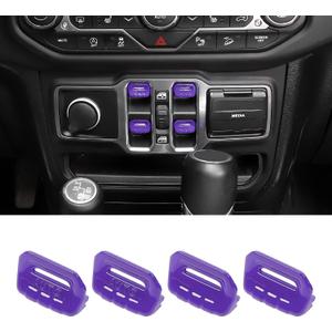 RT-TCZ Center Console Window Button Switch Trim Cover Decoration Interior Accessories Compatible with Jeep Wrangler JL JLU & Gladiator JT 2018-2024,Purple