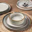 GBHOME Ceramic Dinnerware Sets for 4, 12 Pieces Stoneware Plates and Bowls Sets, Reactive Glaze Dishes -Scratch Resistant, Dishwasher&Microwave Safe