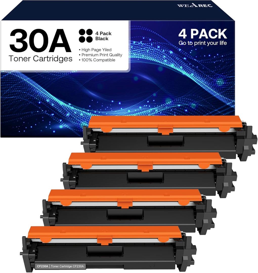 30A CF230A Toner Cartridge Replacement for HP 30A CF230A 30X CF230X Compatible for Laserjet Pro MFP M227fdn M227fdw M227sdn M203d M203dn M203dw Printer(Black,4-Pack)