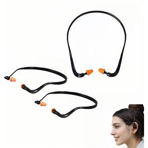 Banded Ear Plugs for Shooting, 29dB NRR Noise Reduction, Reusable Silicone Earplugs for Sleep, Work, Concerts, Construction, Swimming, Orange, 3 Pack