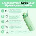 Hydracy Water Bottle with Time Marker -Large BPA Free Water Bottle & No Sweat Sleeve -Leak Proof Gym Bottle with Fruit Infuser Strainer & Times to Drink -Ideal for Fitness Sports & Outdoors