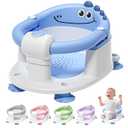 TPN Baby Bath Seat for Babies 6 Months & Up, NonSlip Toddler Bath Seat with 5 PCS Waterproof Emoji Stickers, Portable Infant Bath Seat for Baby(Blue)