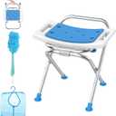 Folding Shower Chair Seat, 17.5" Stainless Steel Small Shower Chair for Inside Shower, 400lbs Portable Travel Shower Stool, Safety Anti-Slip Bath Chair for Seniors, Disabled, White