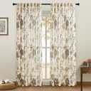 Vintage Floral Curtains 96 Inches Long for Living Room Back Tab Rod Pocket 2 Panels Boho Farmhouse Colorful Leaf Flower Patterned Linen Drapes Light Filtering Privacy Bedroom Dining Room Decor 52x96