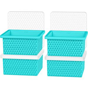 Silicone Freezer Molds for Soup Cube - 2-Cup Freezer Storage Container Tray with Lid,4 Pack Stackable Ice Cube Trays for Portion Control,Food Storage Meal Prep,Oven & Dishwasher Safe (Lake blue)