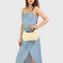 Straw Bag for Women,Boho Chic Woven Hobo Tote Handbag,Handmade Straw Crescent Satchel Purse,Mini Summer Beach Bag