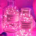 Yiaht 12 Pack Fairy Lights Battery Operated String Lights 7 Feet 20 Led Waterproof Christmas Lights Silver Wire Firefly Starry Moon Lights for Bedroom DIY Party Pink