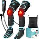 Leg Massager with Air Compression & Heat, Calf & Foot Massager for Circulation and Pain, Compression Boots with Video Wearing Guide, Update Controller with 6 Modes & 3 Heating Levels, Gift for Mom