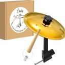 Car Cymbal Air Vent, Mini Drum Crash Cymbal Set with Mini Drum Stick, Funny Musical Instruments Gadget for Drummer Music Lovers Gift, Compact Durable Car Accessory for Most Vehicles(Gold)
