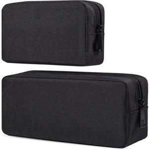 dealcase Travel Electronics Cable Organizer Bag Accessories Bag,Canvas Waterproof Universal Electronics/Accessories Multifunction Carrying Case Gadgets Bag Pouch 2 pieces,Navy Blue(Small+Big)
