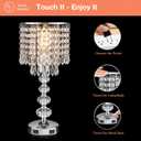Crystal Table Lamps for Bedroom Nightstand - Touch Bedside Lamps with Two USB Charging Ports Silver, 3 Way Dimmable Small Glam Lamp for Girls, Night Stand Lamp for Living Room