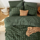 Bedsure Bed in a Bag Full - 7 Pieces Plaid Seersucker Bedding Comforter Sets, Soft Lightweight Olive Green Boho Bed Set with Comforters Full Size, Sheets, Pillowcases & Shams