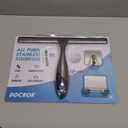 All-Purpose Stainless Steel Shower Squeegee for Shower Glass Door with 2 Adhesive Hooks, Bathroom Cleaner Tool Household Window Mirror Squeegee , Cleaning Tile Wall, Car, 10 Inch Silver