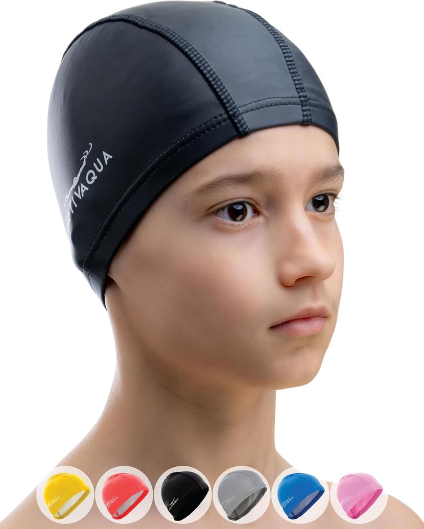 AqtivAqua Kids Swimming Cap for Toddlers & Preschoolers (1-5 Years) Swimming Hat Kids Swim Cap for Little Boys and Girls, Kids Size / Unisex