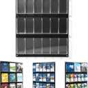 Leinuosen Black Acrylic 3-tier Wall Brochure Holder, 27 x 30 in with 15 Removable Dividers, for 4 x 9 & 8.5 x 9 Booklets, Wall Mount Display for Office, Showroom, School, Store, Reception