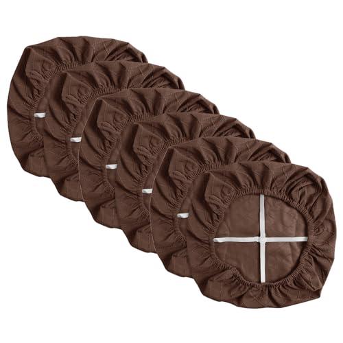 Yikko Chair Seat Covers, High-Density Check Jacquard Ekedalen Seat Covers for Dining Kitchen Restaurant Banquet, Stretch Removable Washable Chair Seat Cushion Protector (8 Brown)