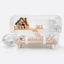 Clear Acrylic Hamster Cage, Dwarf Hamster Cage, Mouse Cage, Gerbil Cage - All-in-One Hamster Habitat with 18cm Silent Wheel, Tubes & Full Kit, 17.711.813.8" for Dwarf Hamsters, Mice, Gerbils
