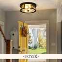Black Ceiling Light Fixtures Flush Mount Light, 2 Bulb with Glass Flush Mount Ceiling Lights Fixture Bedroom, Indoor Outdoor Ceiling Lights for Porch Hallway Kitchen