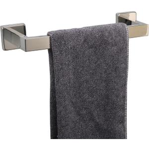 TocTen Bath Towel Rack - Square Base Thicken SUS304 Stainless Steel Towel Bar for Bathroom, Bathroom Accessories Towel Rod Heavy Duty Wall Mounted Towel Holder. (Chrome, 12)