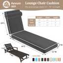 Chaise Lounge Cushions Outdoor 72x21x4 Inch, Patio Lounge Chair Cushions w/High Density Foam, 4 Inch Pool Lounger Cushion w/Removable Cover Handles, Fits Poolside Patio Outdoor Furniture, Grey