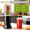 2 Pack Magic Bullet Blender Cups, Tall 22oz Cup with Flip Top To-Go Lid & 4 Fins Cross Blade Blender Replacement Parts, Replacement Cup Mug with Handle Compatible with Magic Bullet 250w MB1001